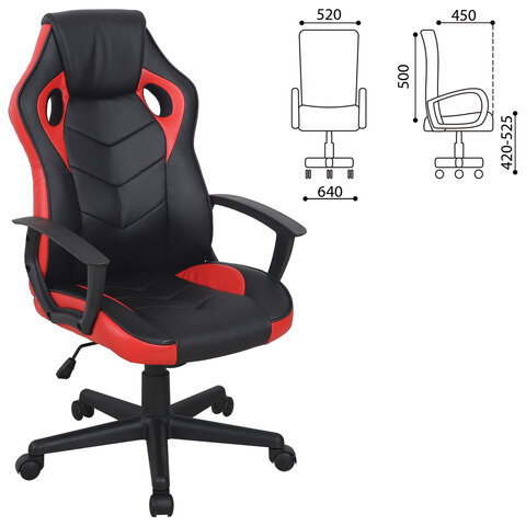 Кресло компьютерное "Fighter GM-008", экокожа, черное/красное