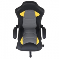 Кресло компьютерное "Skill GM-005", откидные подлокотники, экокожа, черное/желтое
