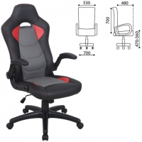 Кресло компьютерное "Skill GM-005", откидные подлокотники, экокожа, черное/красное