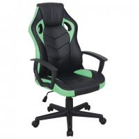 Кресло компьютерное "Fighter GM-008", экокожа, черное/зеленое