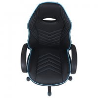 Кресло компьютерное "Flame GM-004", экокожа, черное/голубое