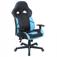 Кресло компьютерное "Storm GM-006", регулируемые подлокотники, экокожа, черное/голубое
