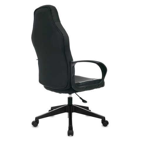 Кресло компьютерное "Alpha GM-018", ткань/экокожа, черное