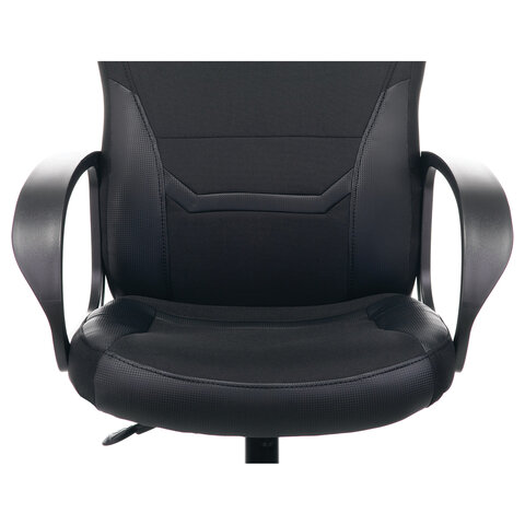 Кресло компьютерное "Alpha GM-018", ткань/экокожа, черное