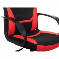 Кресло компьютерное "Alpha GM-018", ткань/экокожа, черное/красное