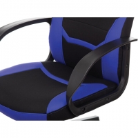 Кресло компьютерное "Alpha GM-018", ткань/экокожа, черное/синее