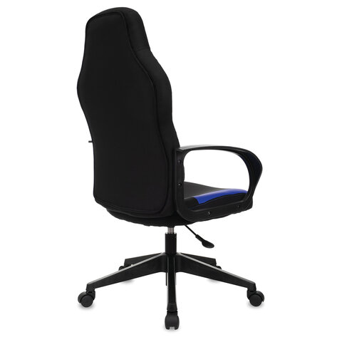 Кресло компьютерное "Alpha GM-018", ткань/экокожа, черное/синее