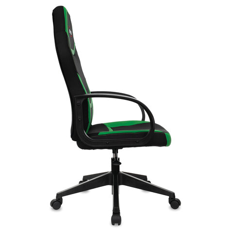 Кресло компьютерное "Alpha GM-018", ткань/экокожа, черное/зеленое