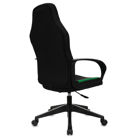 Кресло компьютерное "Alpha GM-018", ткань/экокожа, черное/зеленое