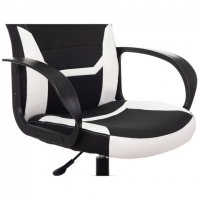 Кресло компьютерное "Alpha GM-018", ткань/экокожа, черное/белое