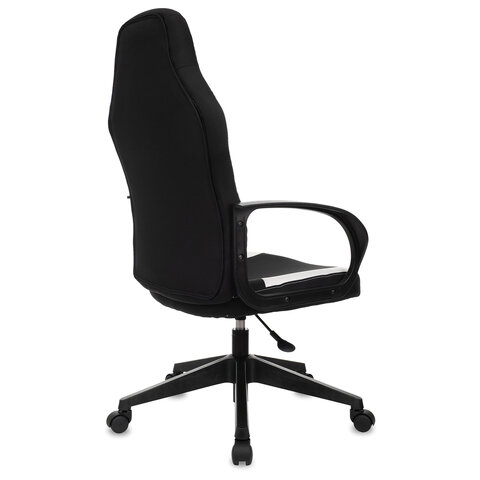 Кресло компьютерное "Alpha GM-018", ткань/экокожа, черное/белое