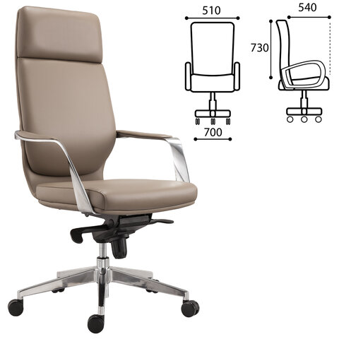 Кресло офисное PREMIUM "Resonance EX-755", мультиблок, алюминий, экокожа, бежевое