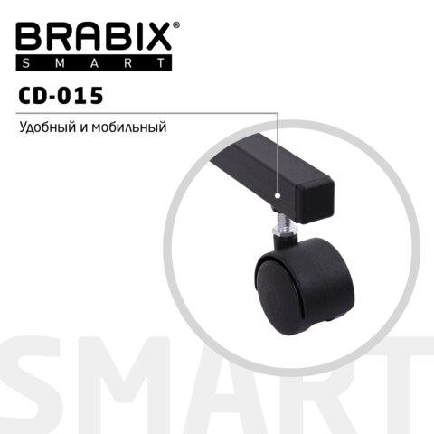 Стол "Smart CD-015", 600х380х670-880 мм, ЛОФТ, регулируемый, колеса, металл/ЛДСП дуб, каркас черный