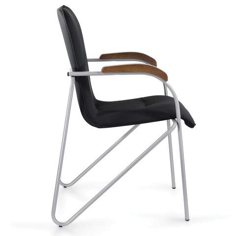 Кресло для приемных и переговорных "Samba CF-106 BOX-2", серый, орех (D-8), черный