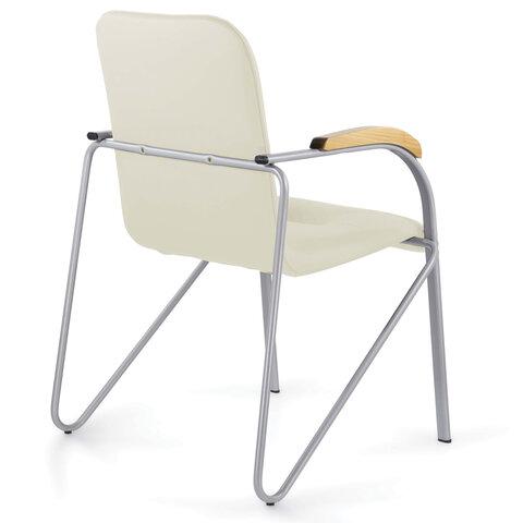 Кресло для приемных и переговорных "Samba CF-104", серый, бук (D-1), к/з бежевый