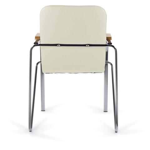 Кресло для приемных и переговорных "Samba CF-103", хром, бук (D-1), к/з бежевый