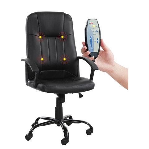 Кресло офисное "Device MS-002", 4 массажных модуля, экокожа, черное