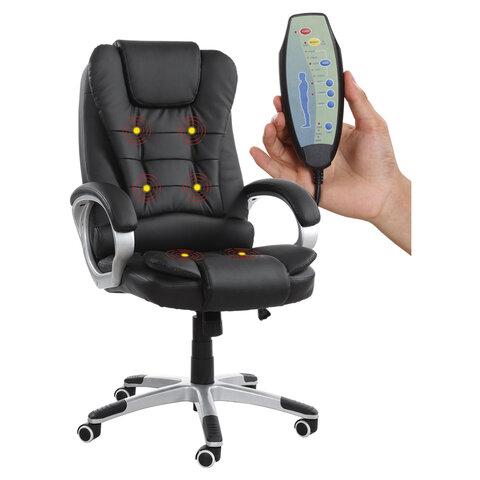 Кресло офисное "Comfort MS-003", 6 массажных модулей, экокожа, черное